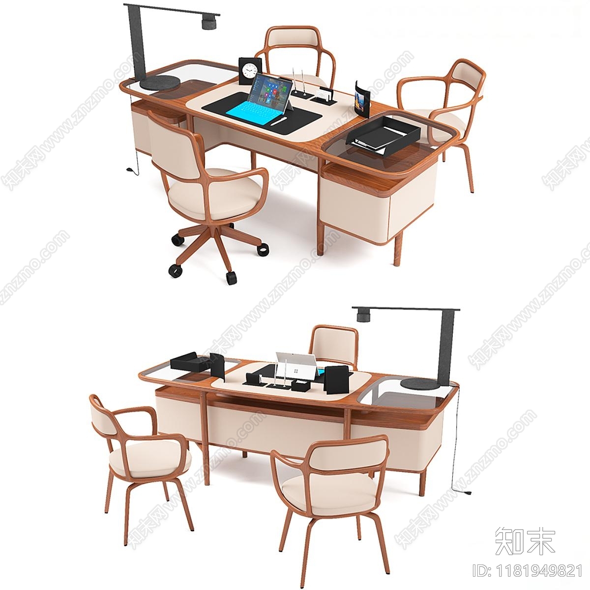 复古中古书桌椅3D模型下载【ID:1181949821】