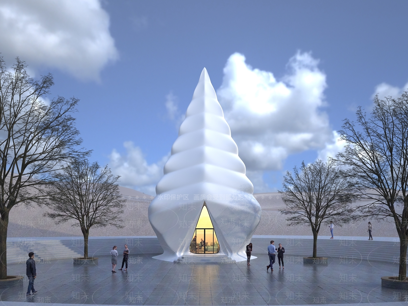 现代简约艺术风格建筑3D模型下载【ID:1181960060】