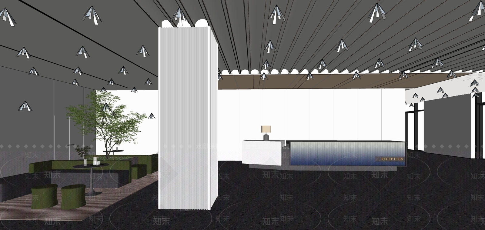 现代办公大堂SU模型下载【ID:1181964087】