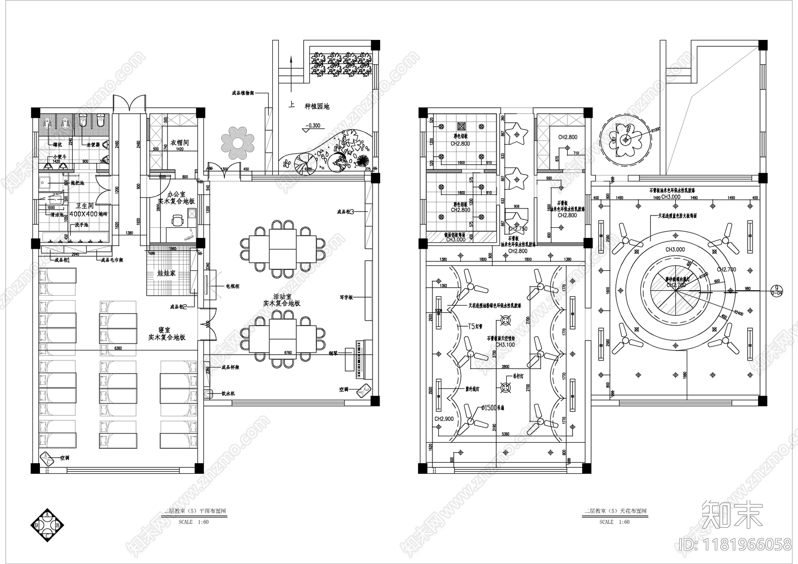 现代幼儿园cad施工图下载【ID:1181966058】