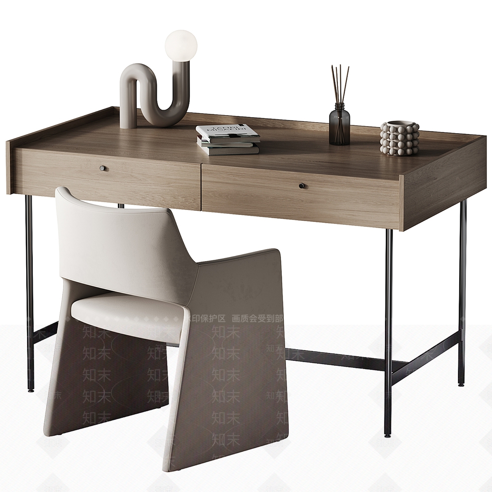 现代新中式书桌3D模型下载【ID:1181968445】