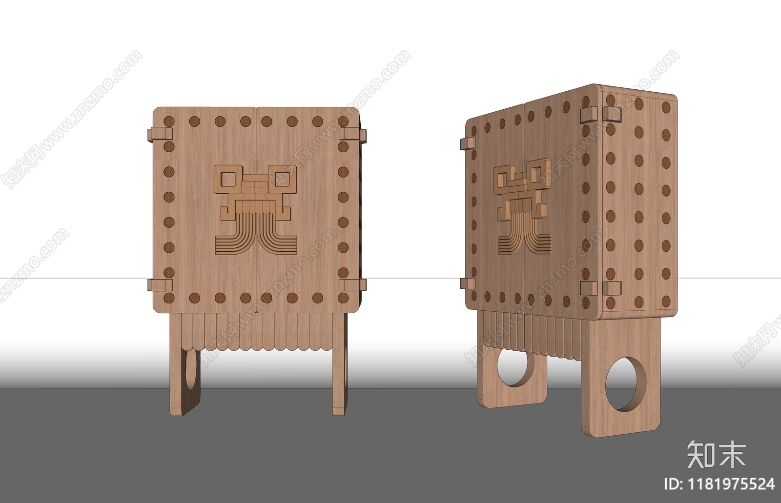 原木禅意斗柜SU模型下载【ID:1181975524】