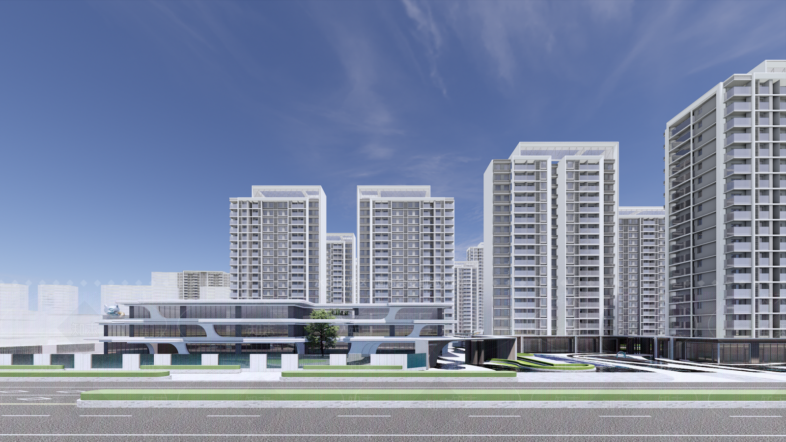 现代小区建筑SU模型下载【ID:1181976290】