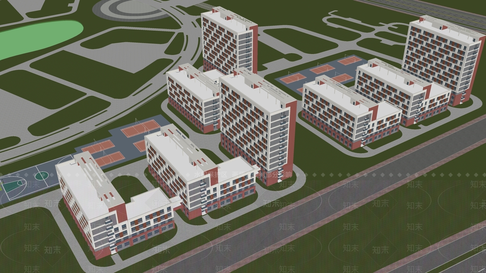 法式意式学校建筑SU模型下载【ID:1181977095】