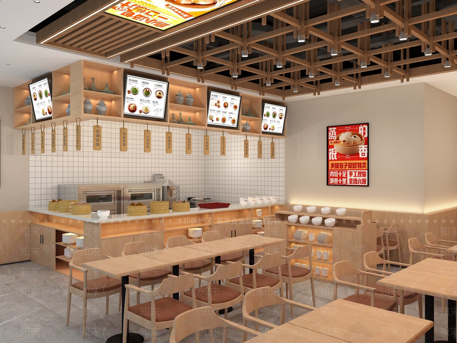 现代小吃快餐店SU模型下载【ID:1181985897】