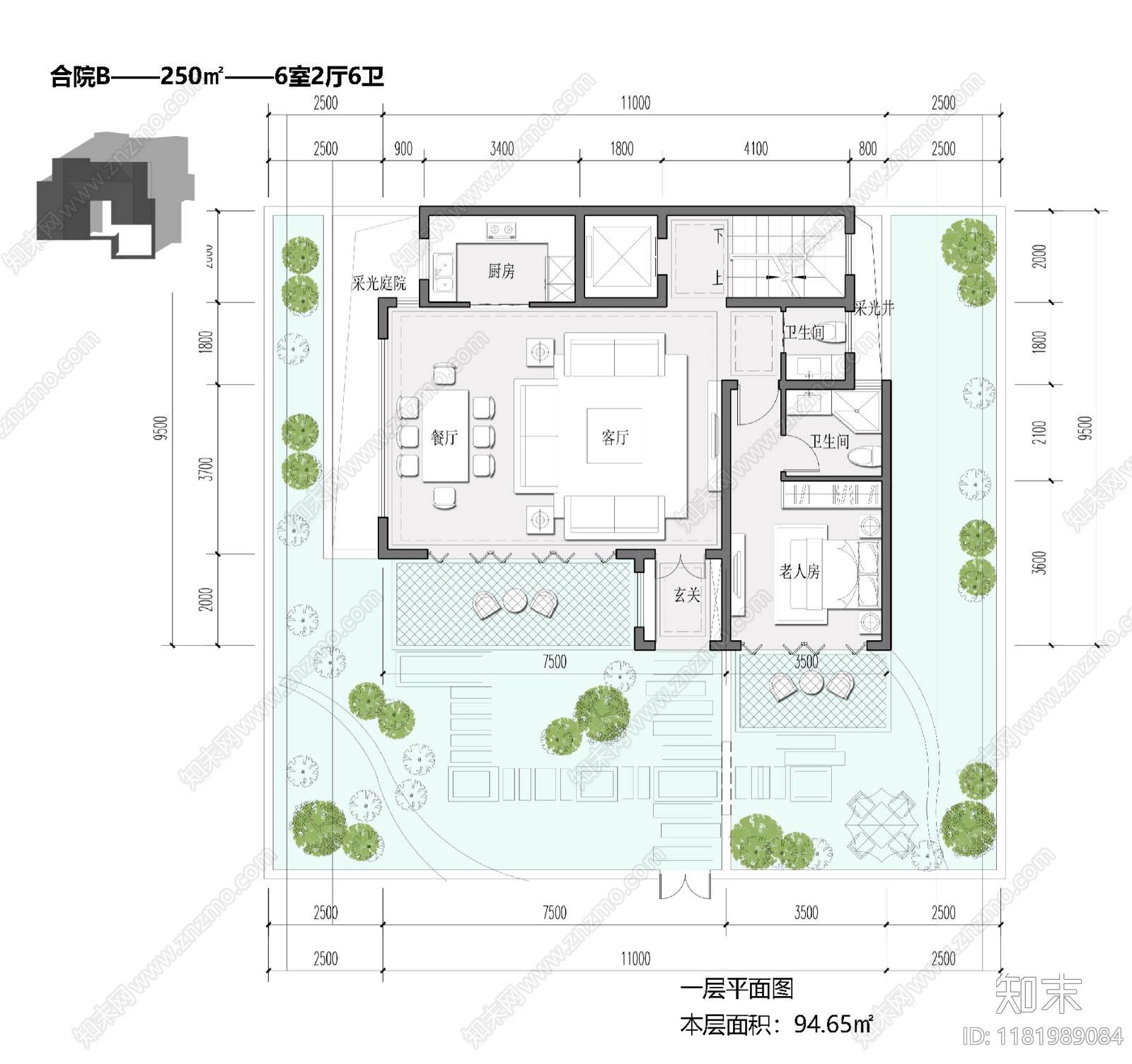 现代新中式别墅建筑施工图下载【ID:1181989084】