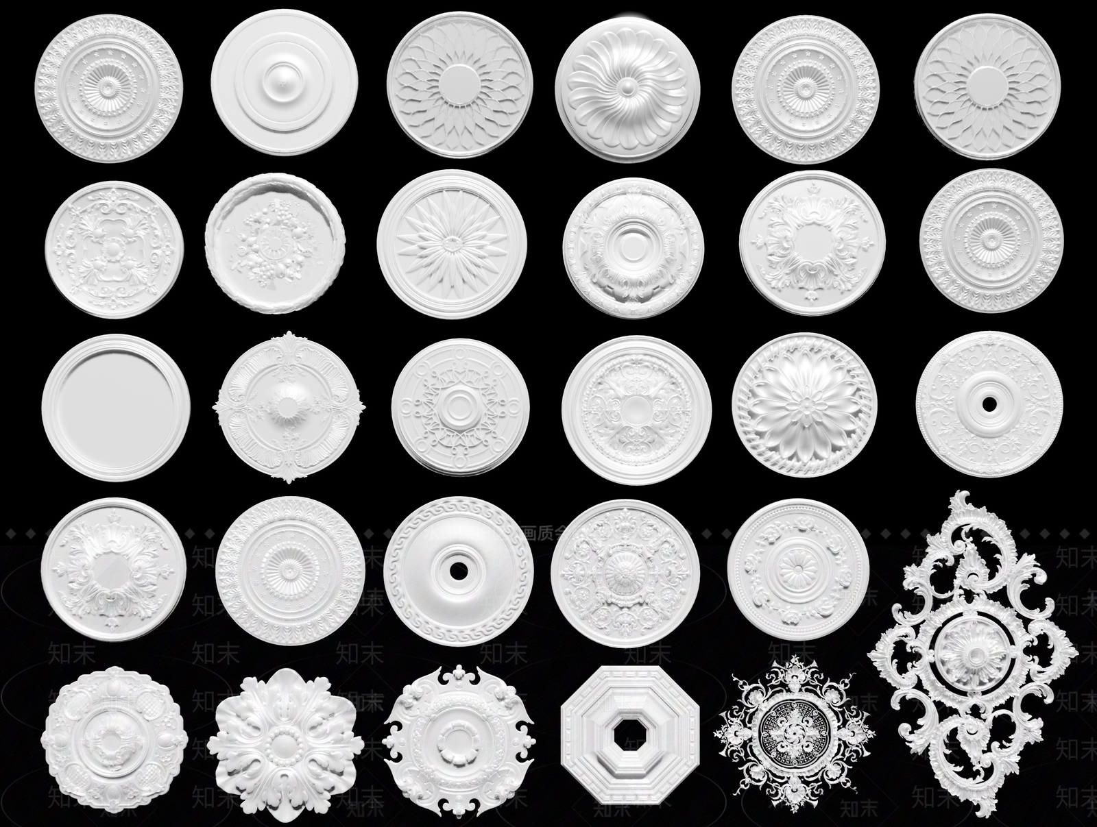 欧式雕花灯盘SU模型下载【ID:1181989395】