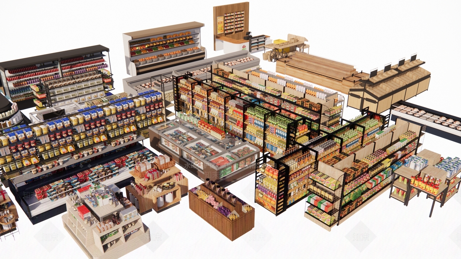 现代极简超市SU模型下载【ID:1199518343】