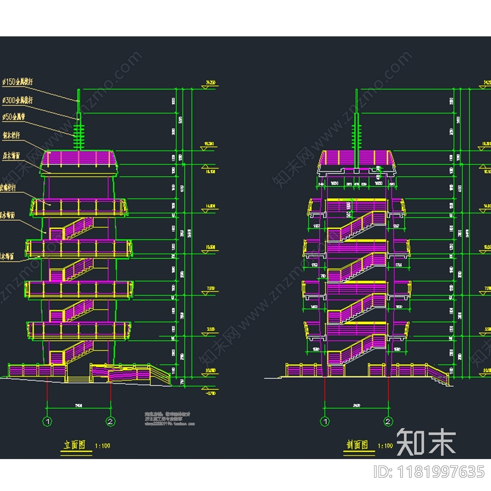 景观节点cad施工图下载【ID:1181997635】