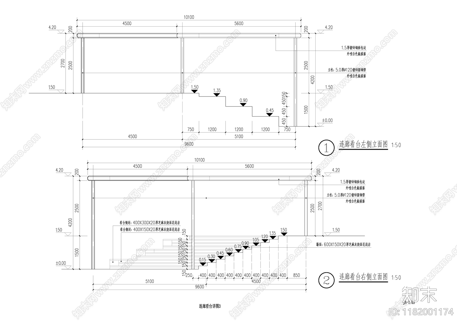 现代廊架cad施工图下载【ID:1182001174】