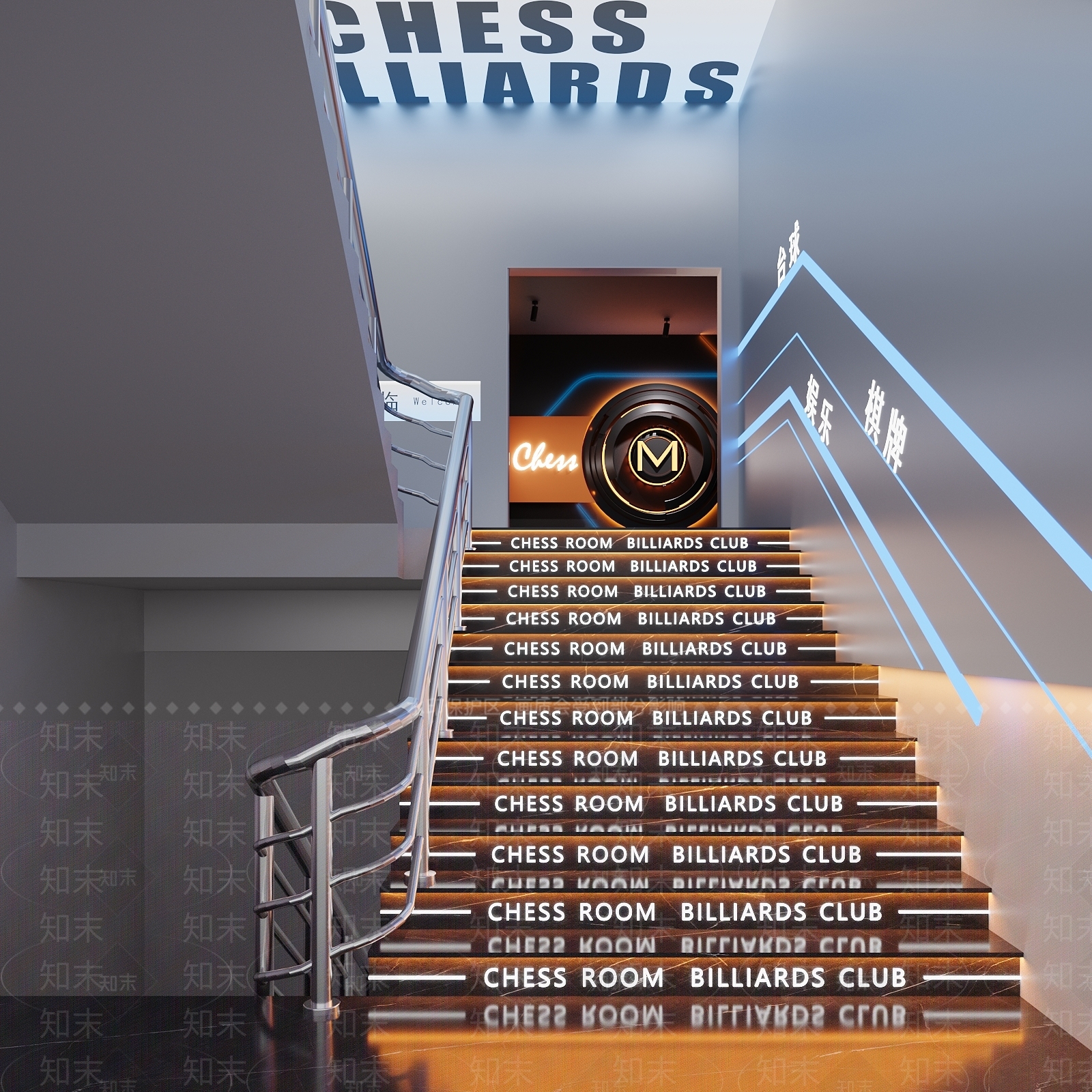 现代楼梯间SU模型下载【ID:1182001769】