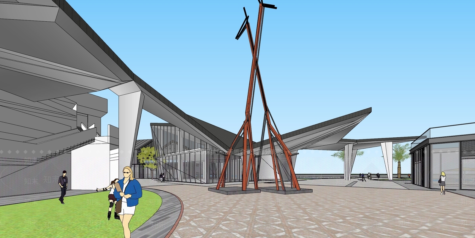 中式新中式商业街SU模型下载【ID:1182002626】