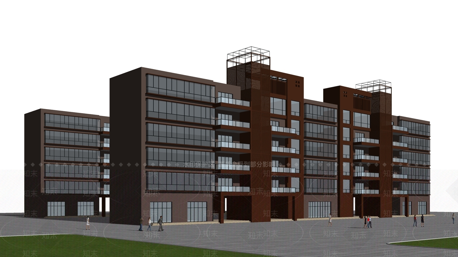 现代复古学校建筑SU模型下载【ID:1182003271】