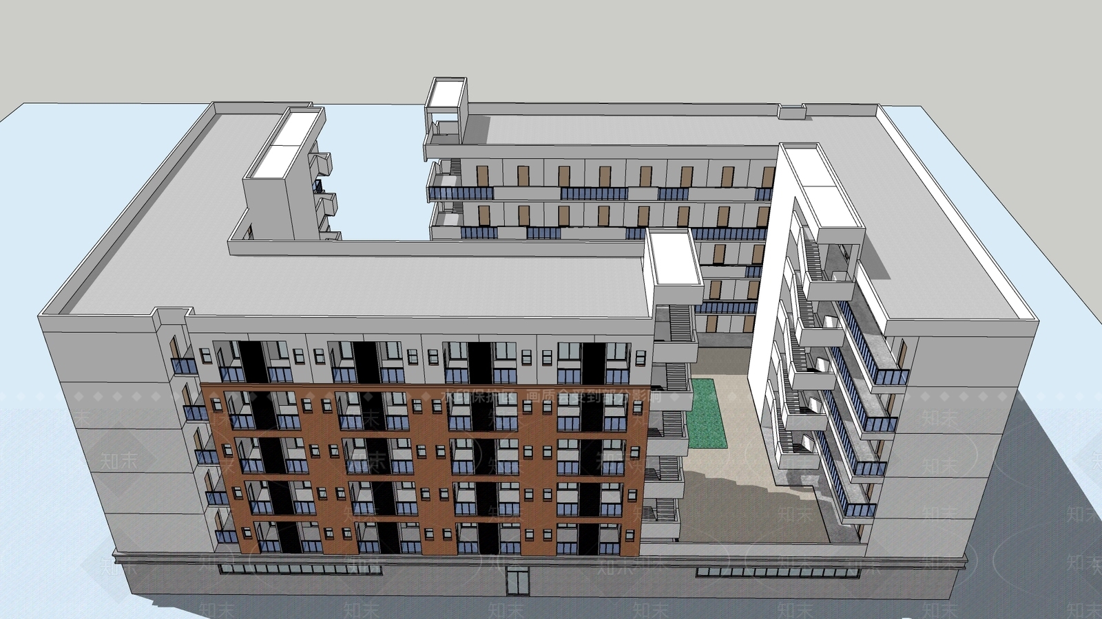 现代极简学校建筑SU模型下载【ID:1182003692】