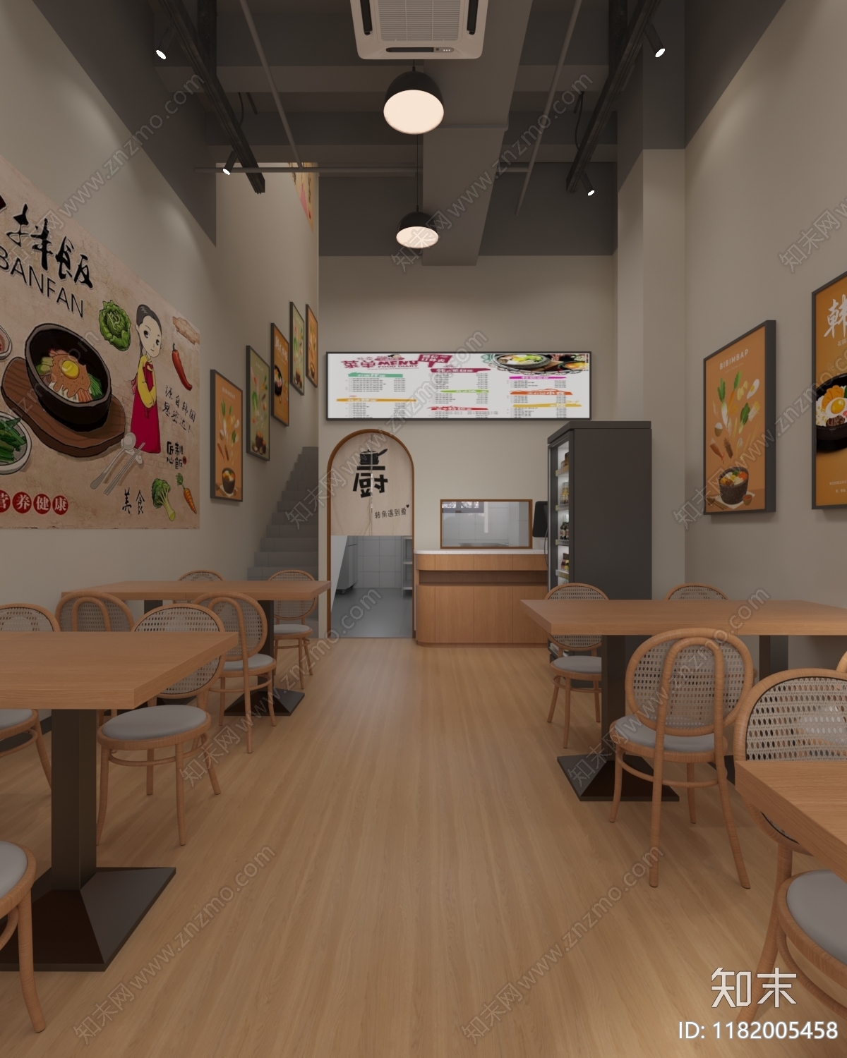 现代奶油快餐店3D模型下载【ID:1182005458】