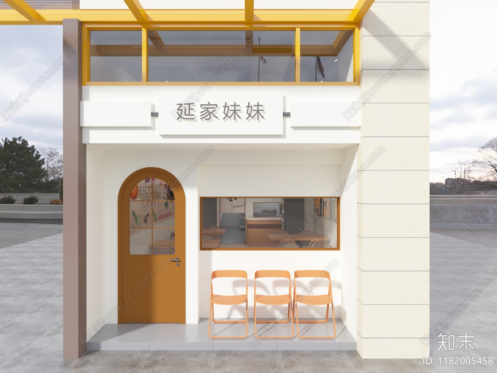 现代奶油快餐店3D模型下载【ID:1182005458】