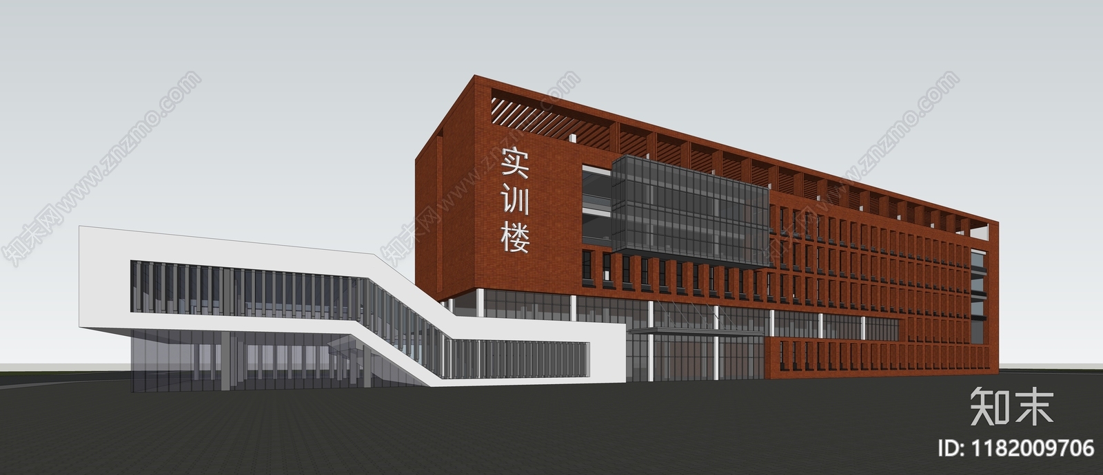 现代美式学校建筑SU模型下载【ID:1182009706】