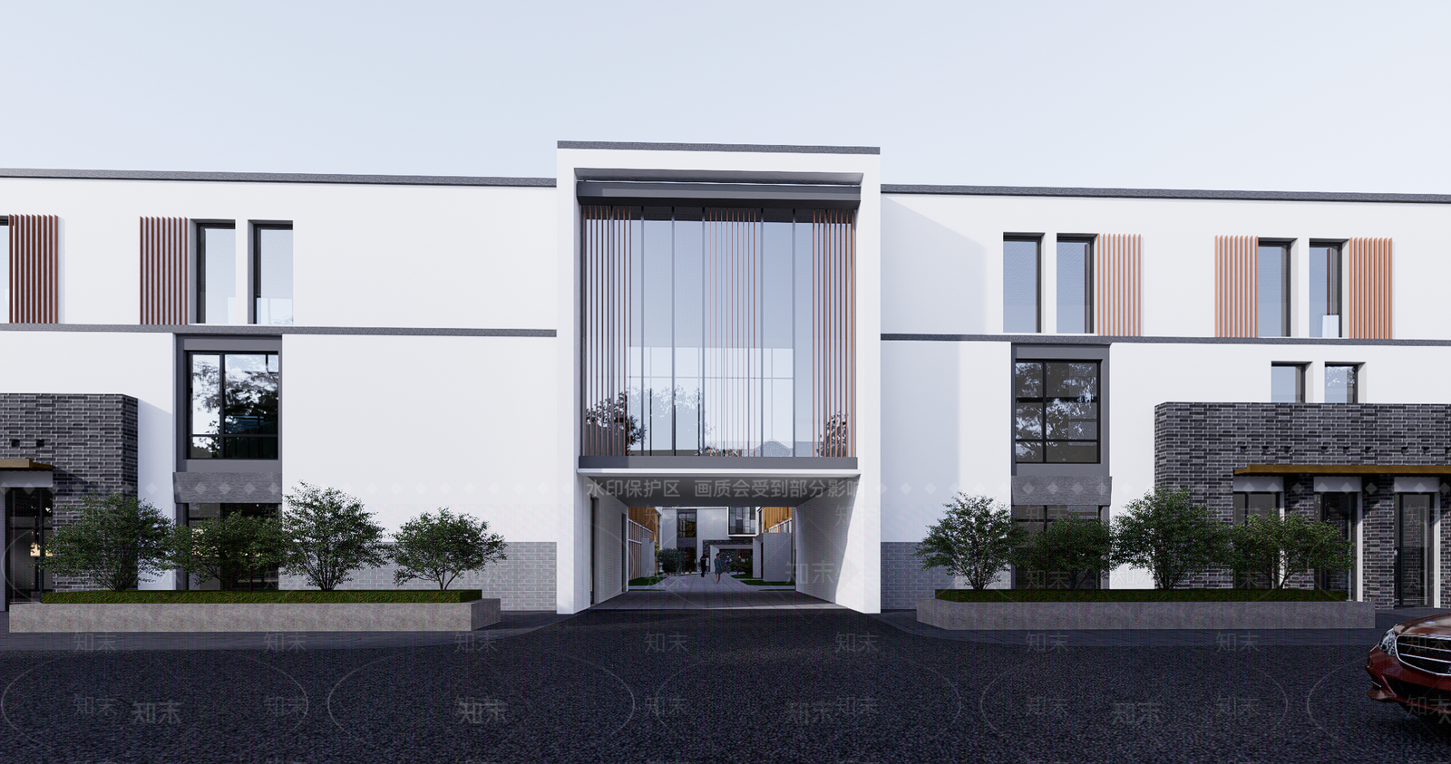 现代新中式餐饮建筑SU模型下载【ID:1182018477】