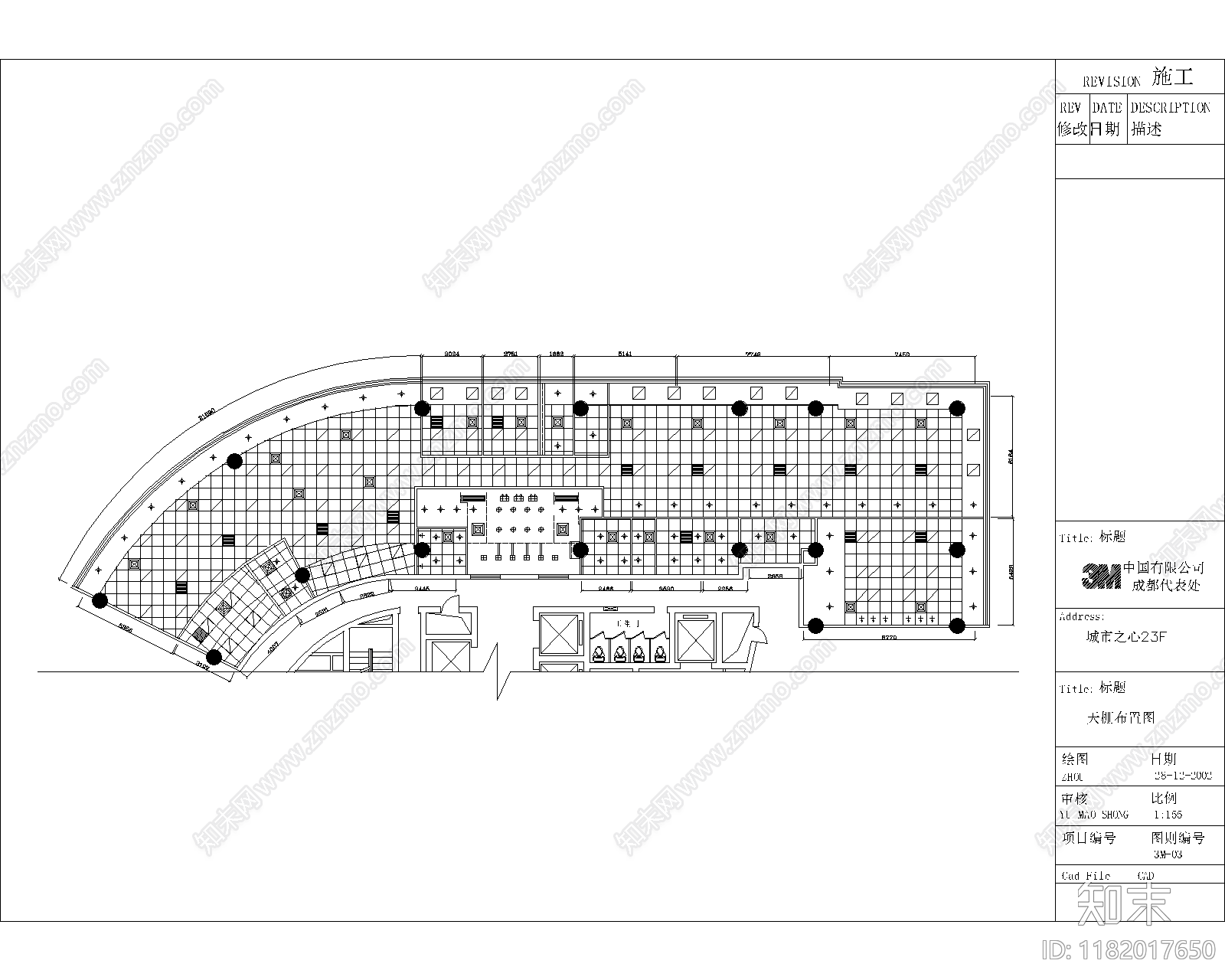 现代开放办公室cad施工图下载【ID:1182017650】