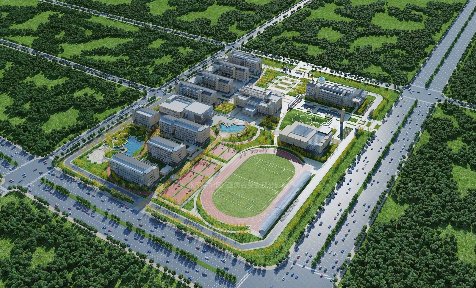 现代学校外观3D模型下载【ID:1182019231】