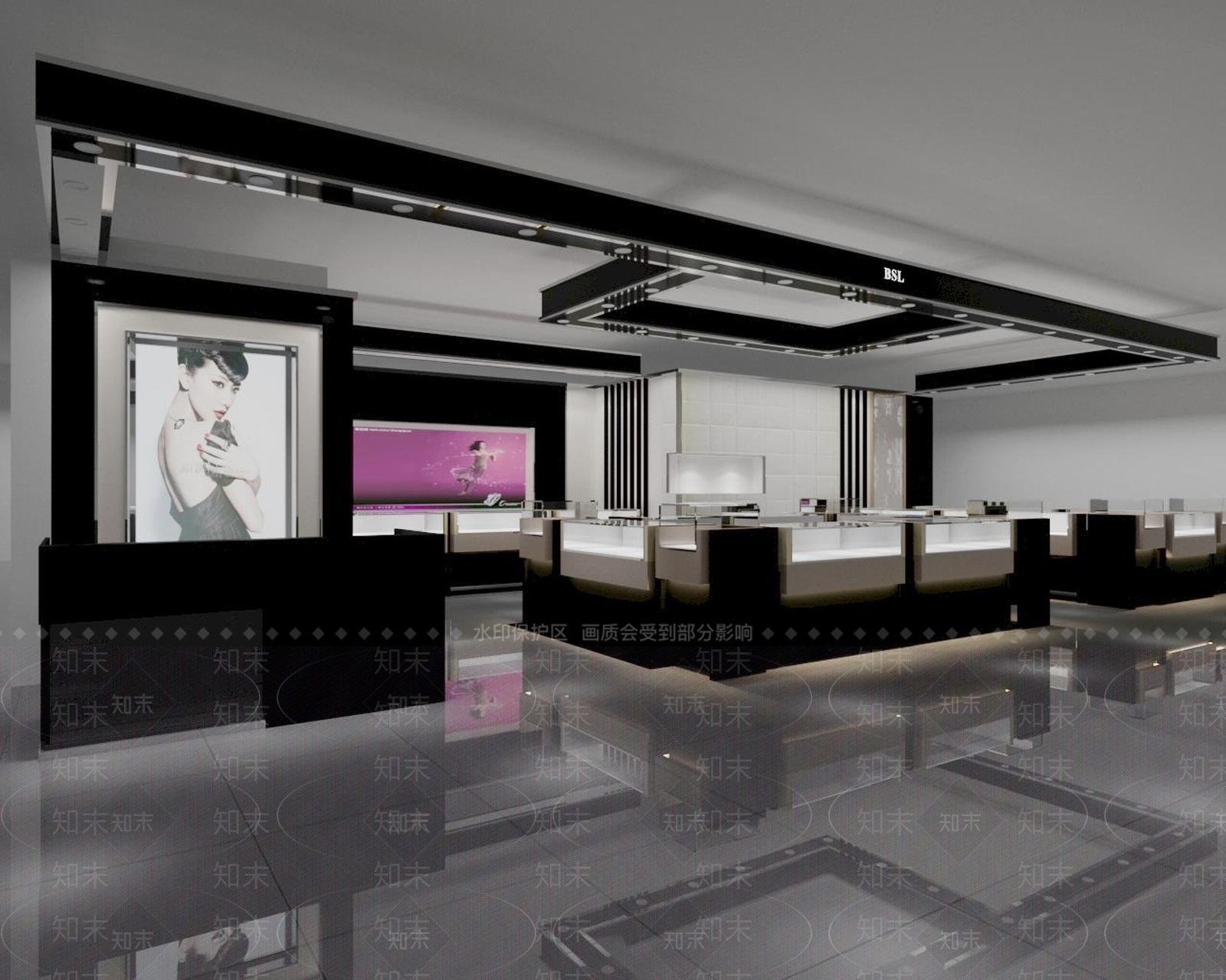 现代轻奢珠宝店3D模型下载【ID:1182020486】