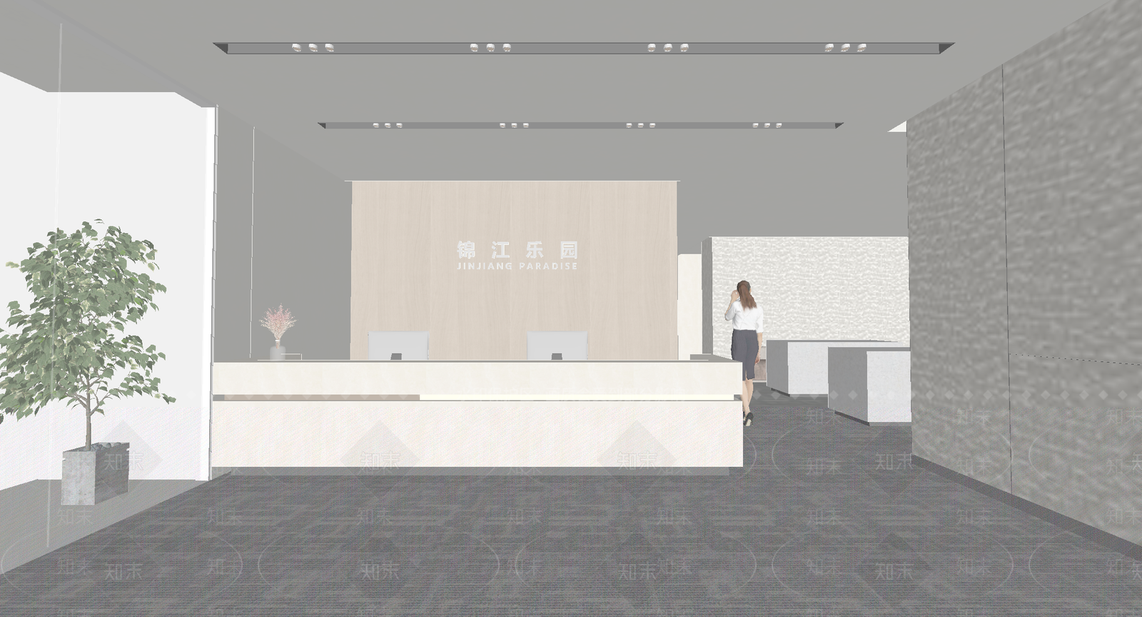 现代办公大堂SU模型下载【ID:1182021691】