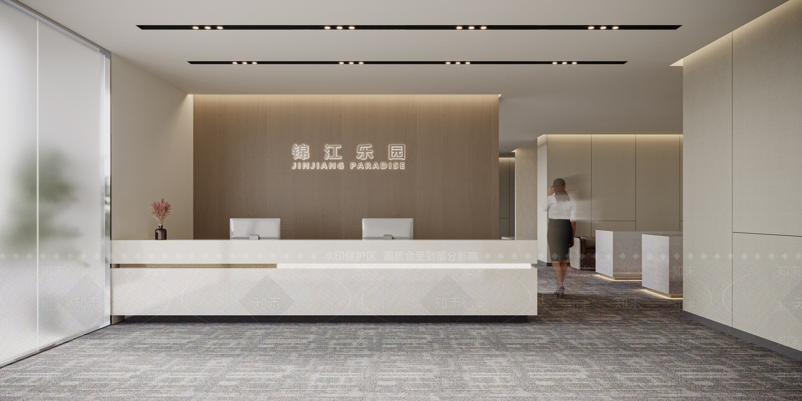 现代办公大堂SU模型下载【ID:1182021691】