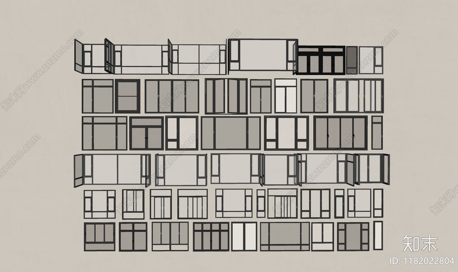 现代窗户组合SU模型下载【ID:1182022804】