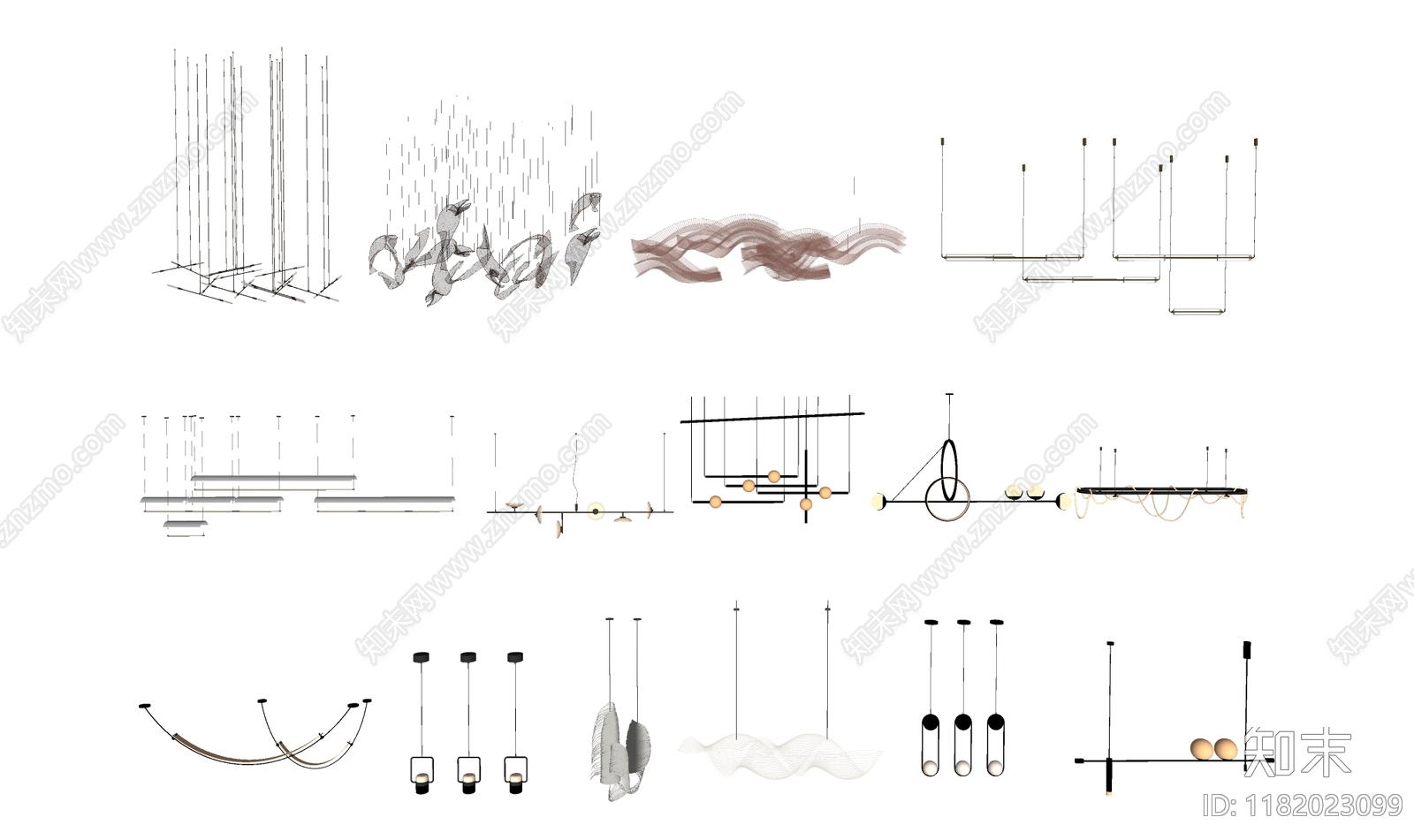 现代吊灯SU模型下载【ID:1182023099】