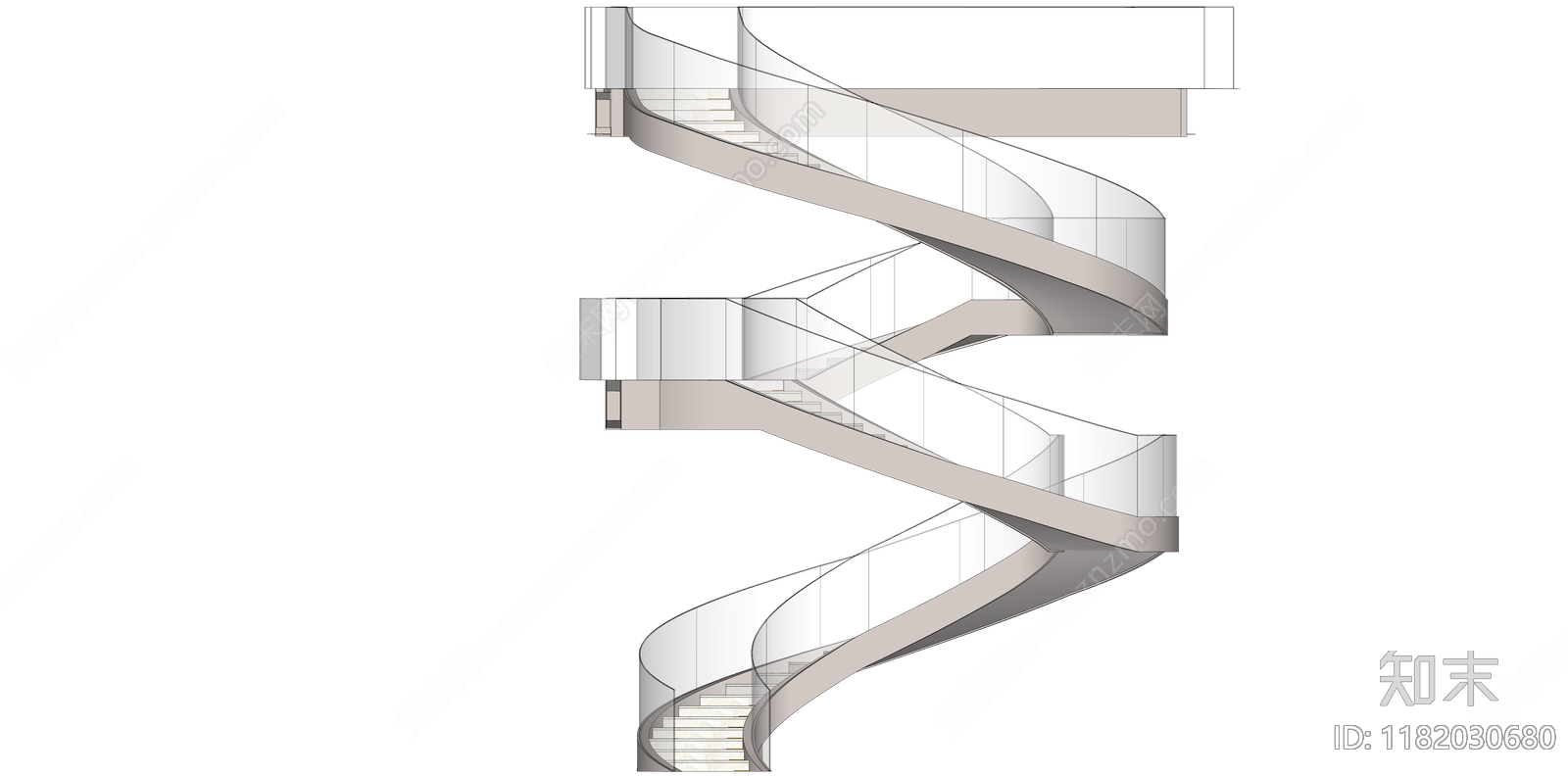 现代楼梯SU模型下载【ID:1182030680】