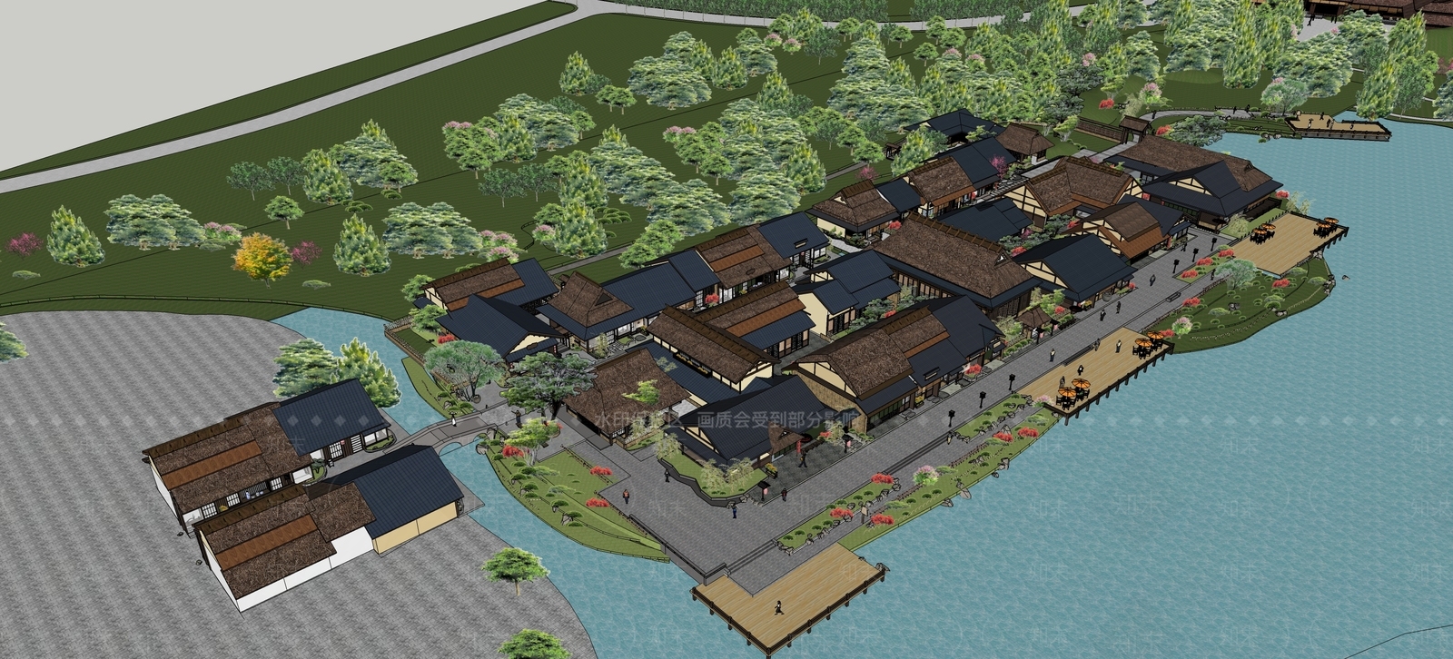 中式商业街SU模型下载【ID:1182034503】