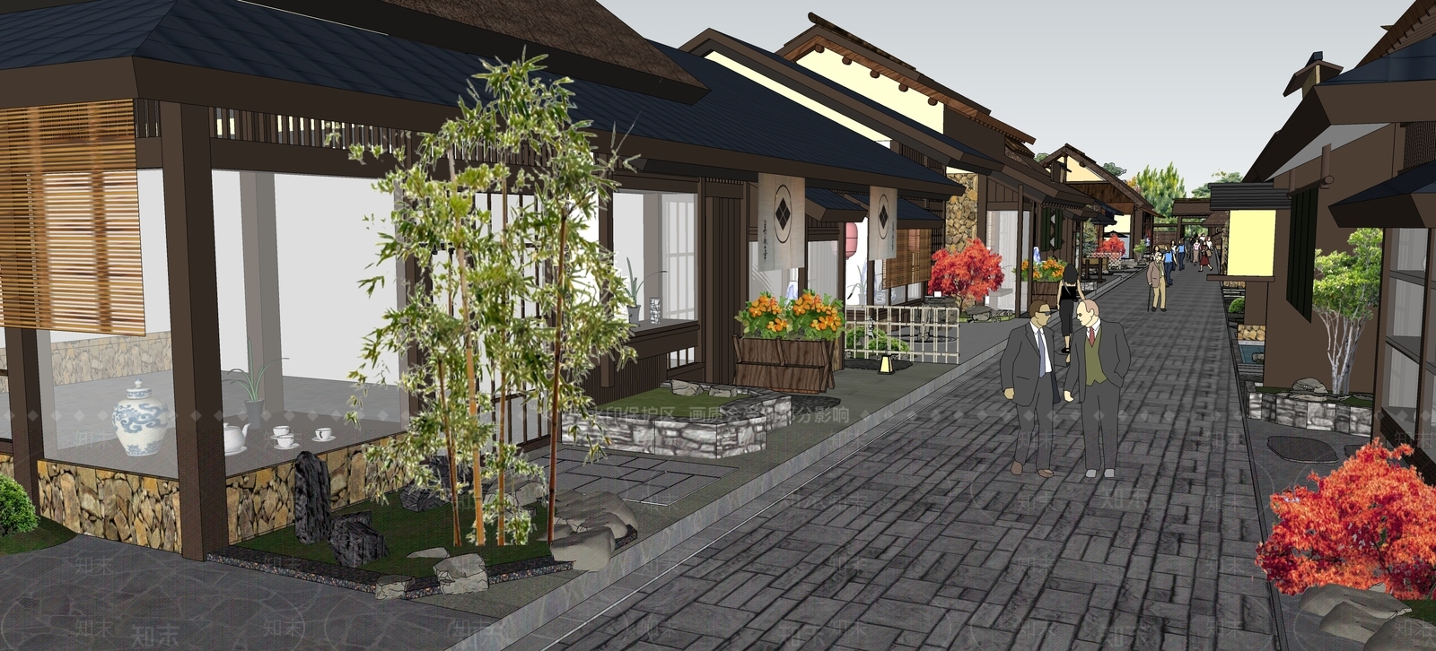 中式商业街SU模型下载【ID:1182034503】
