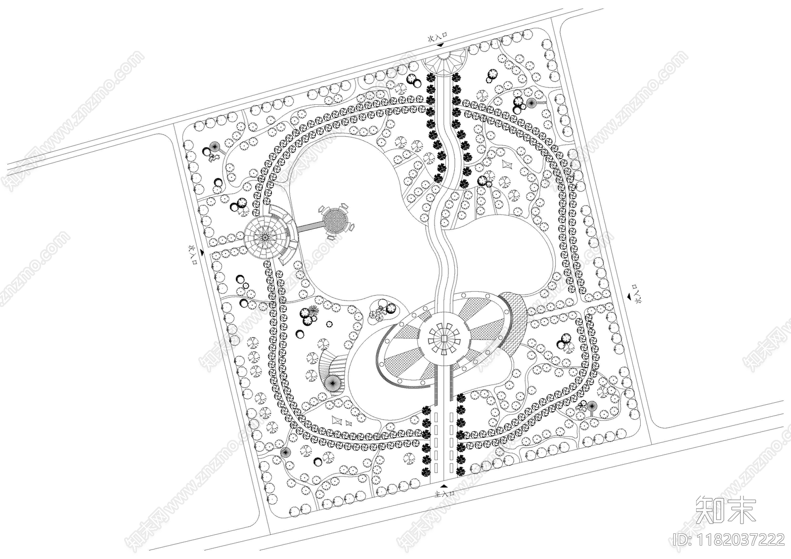 现代新中式公园景观施工图下载【ID:1182037222】