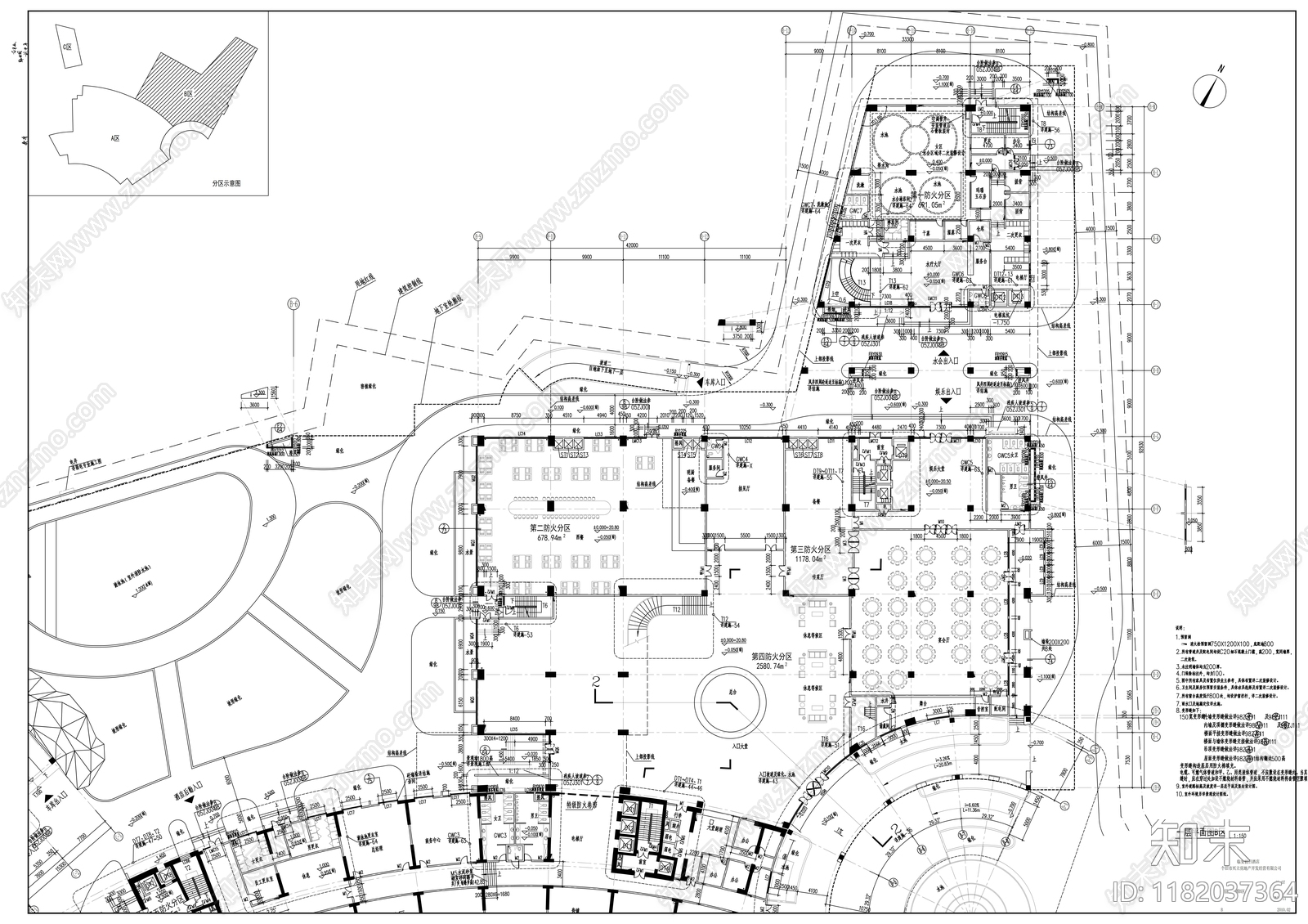 现代酒店建筑cad施工图下载【ID:1182037364】