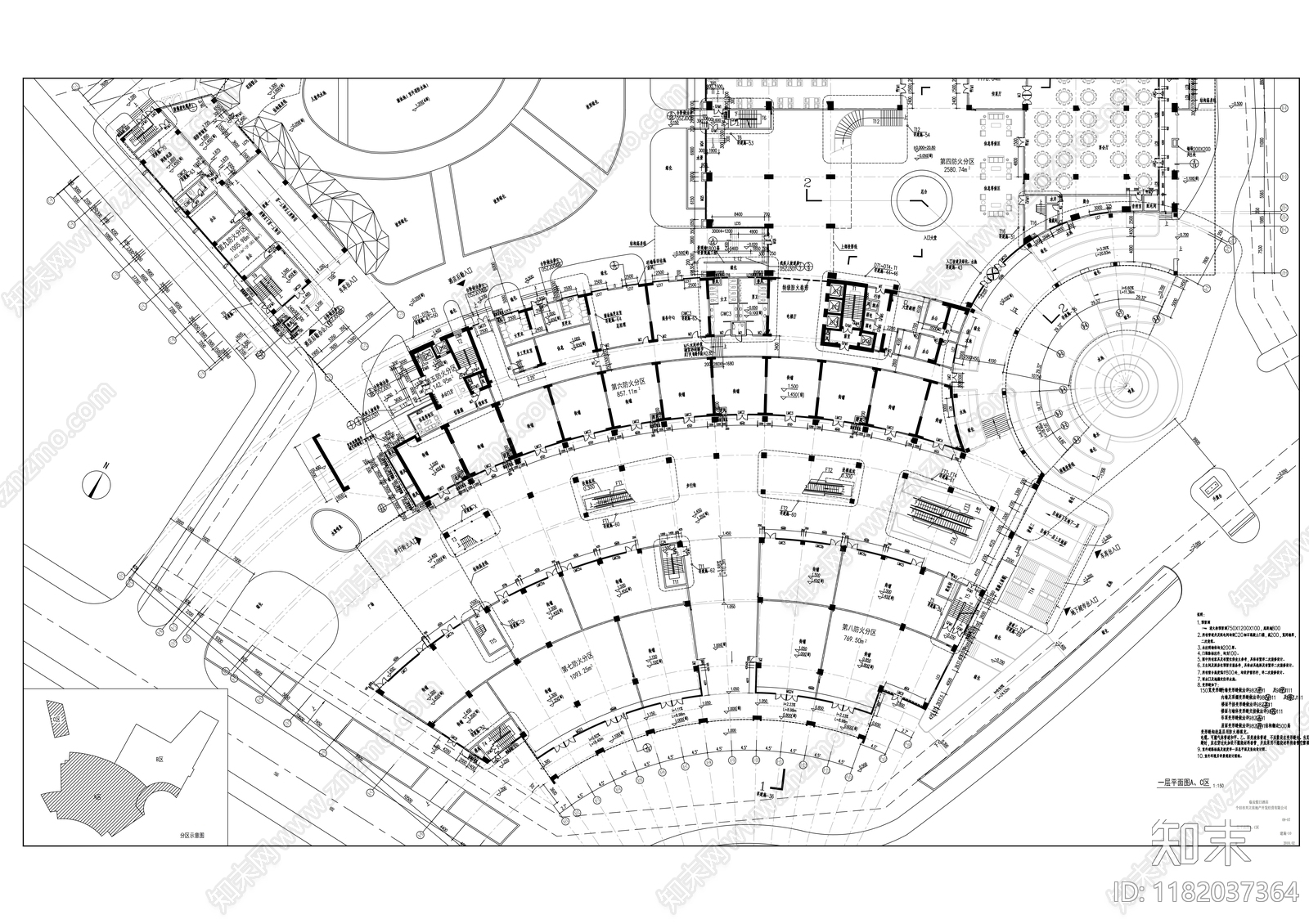 现代酒店建筑cad施工图下载【ID:1182037364】