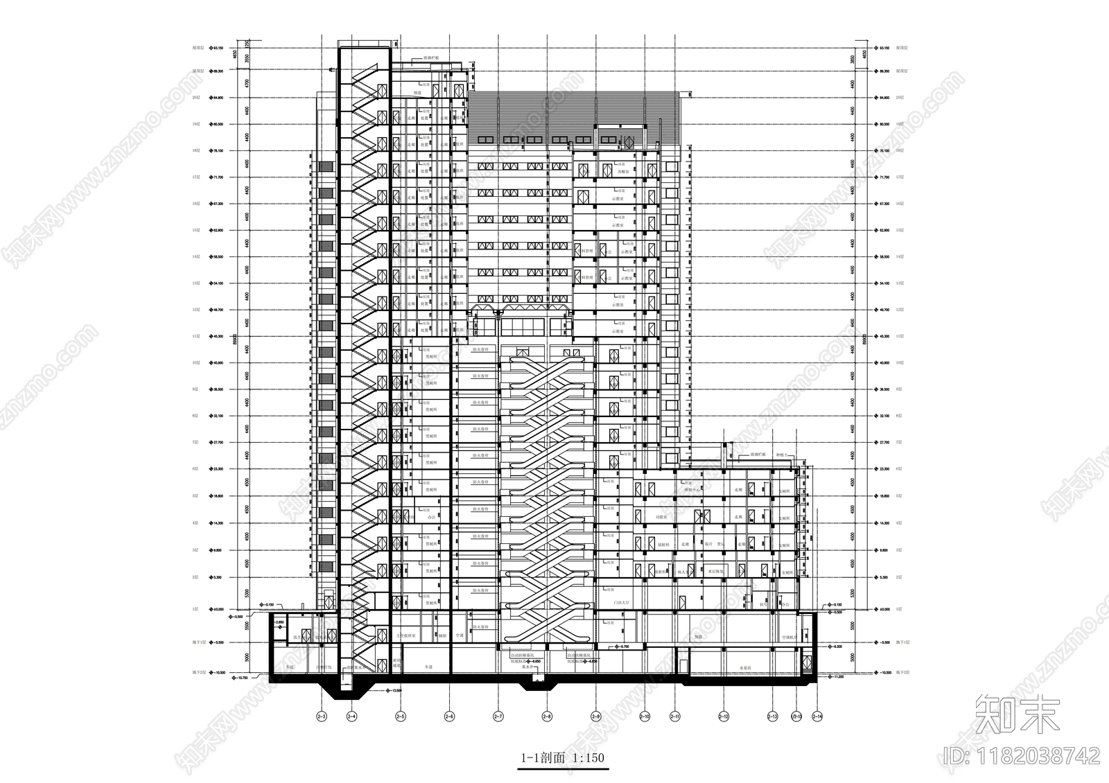 现代医院建筑cad施工图下载【ID:1182038742】