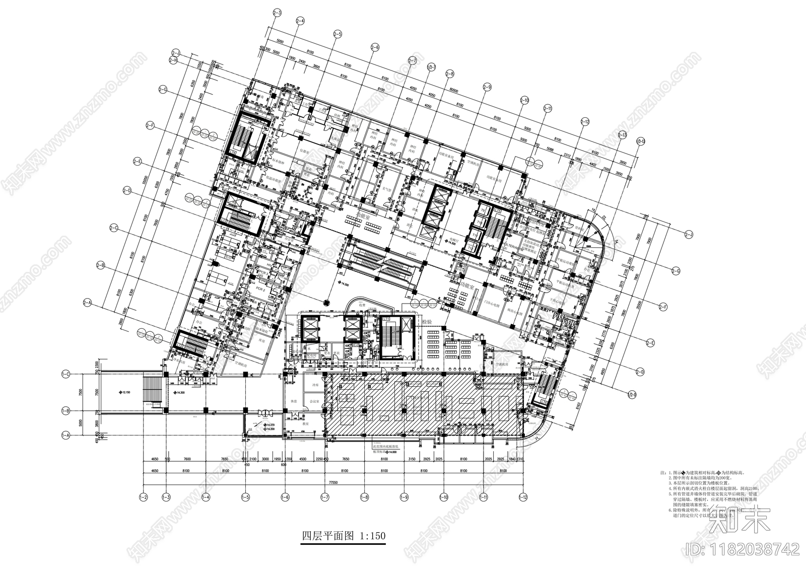 现代医院建筑cad施工图下载【ID:1182038742】