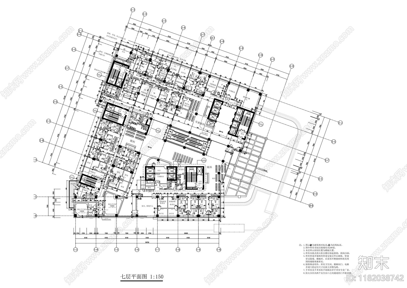 现代医院建筑cad施工图下载【ID:1182038742】