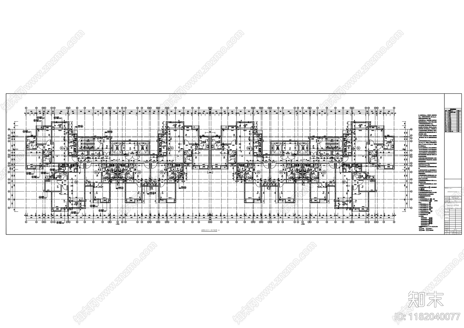 现代住宅楼建筑cad施工图下载【ID:1182040077】
