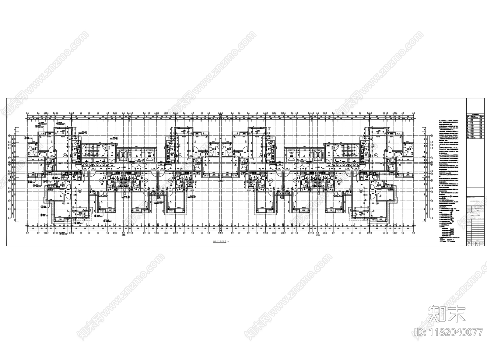 现代住宅楼建筑cad施工图下载【ID:1182040077】