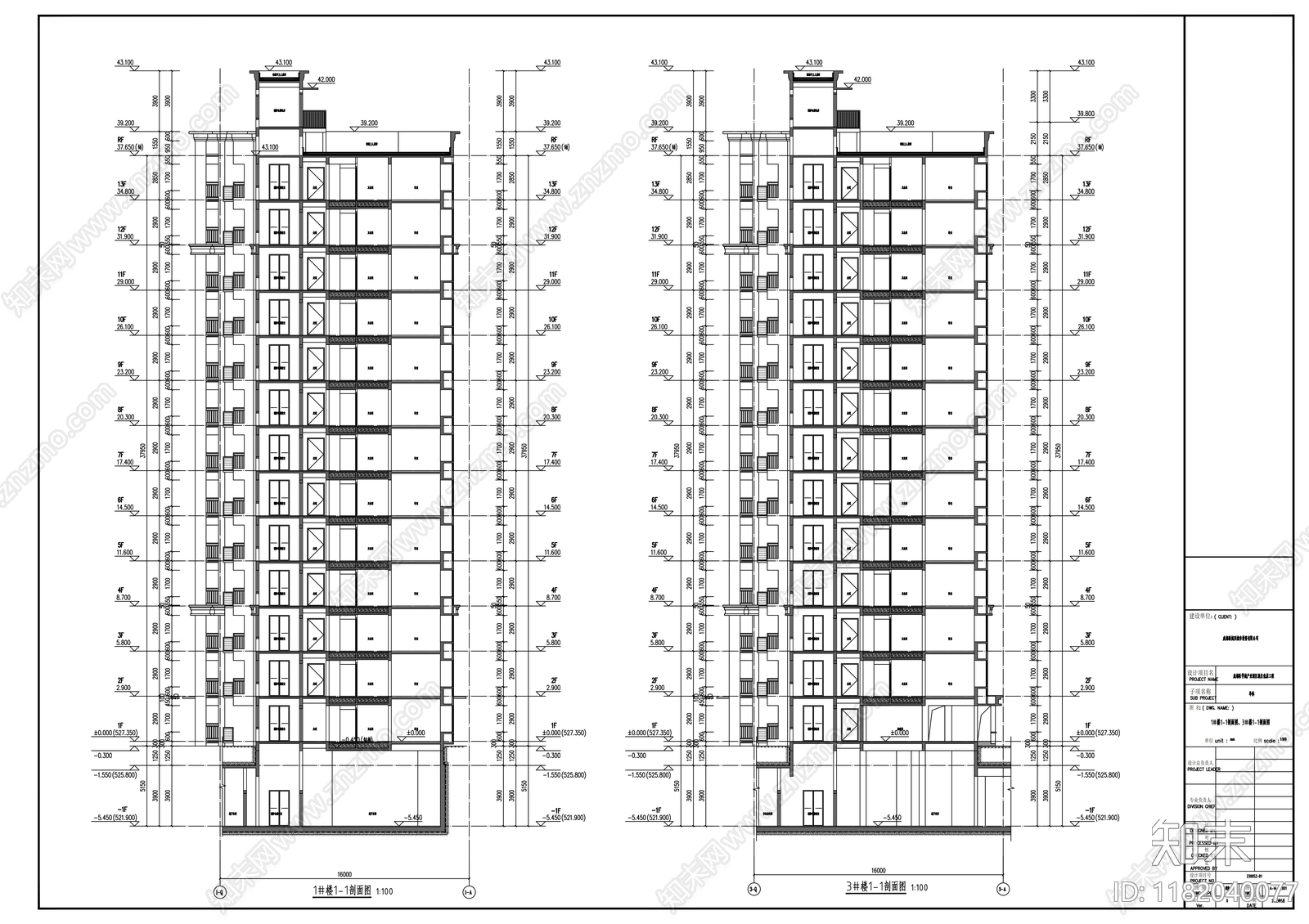 现代住宅楼建筑cad施工图下载【ID:1182040077】