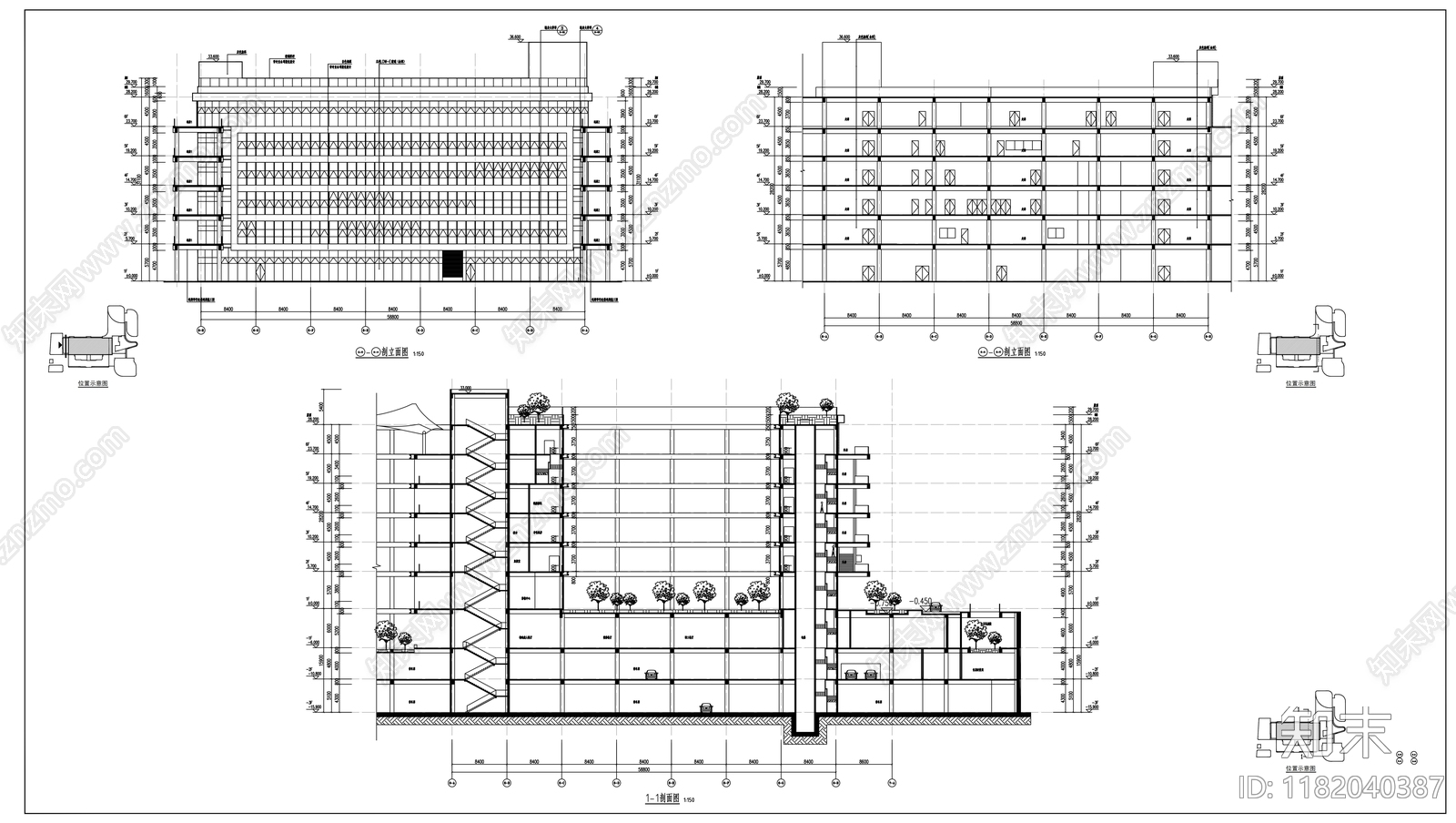 现代医院建筑cad施工图下载【ID:1182040387】