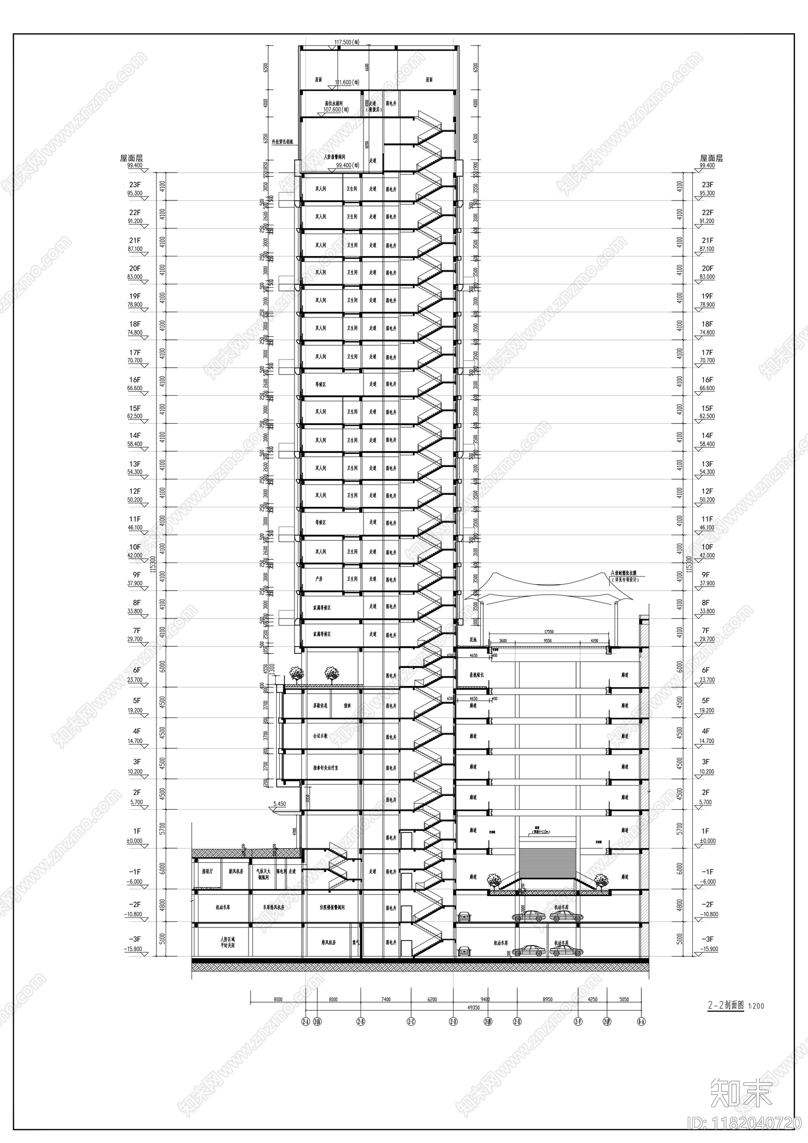 现代医院建筑cad施工图下载【ID:1182040720】