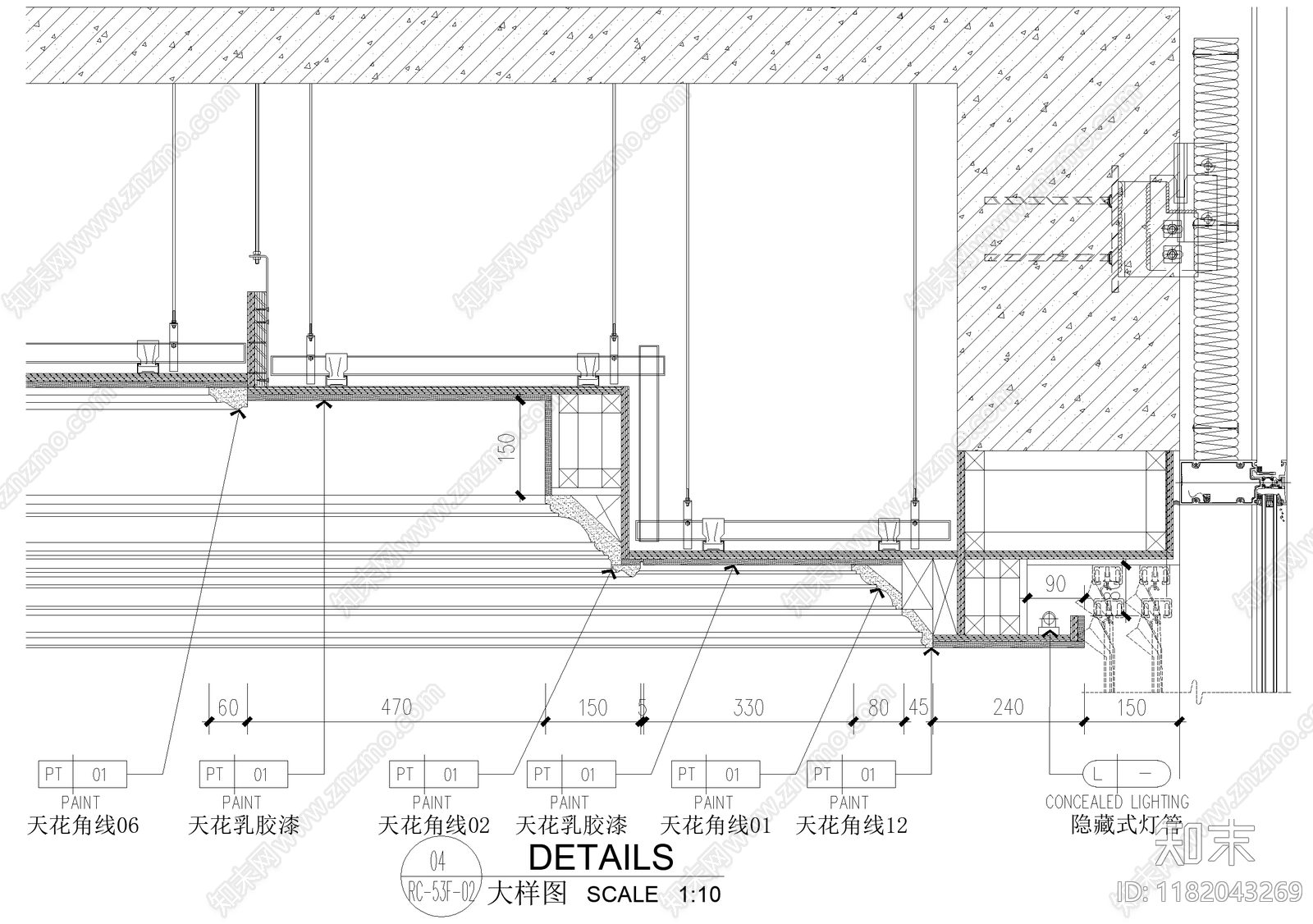 吊顶节点cad施工图下载【ID:1182043269】