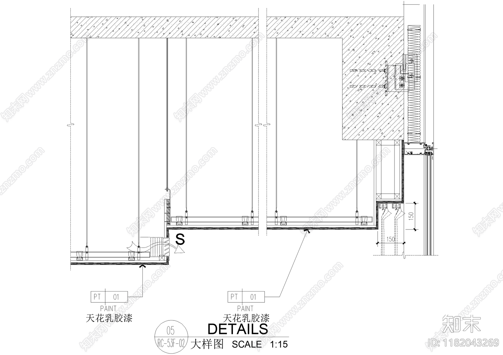 吊顶节点cad施工图下载【ID:1182043269】