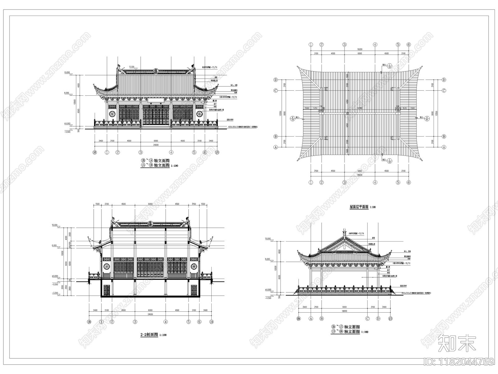 中式古建cad施工图下载【ID:1182044769】