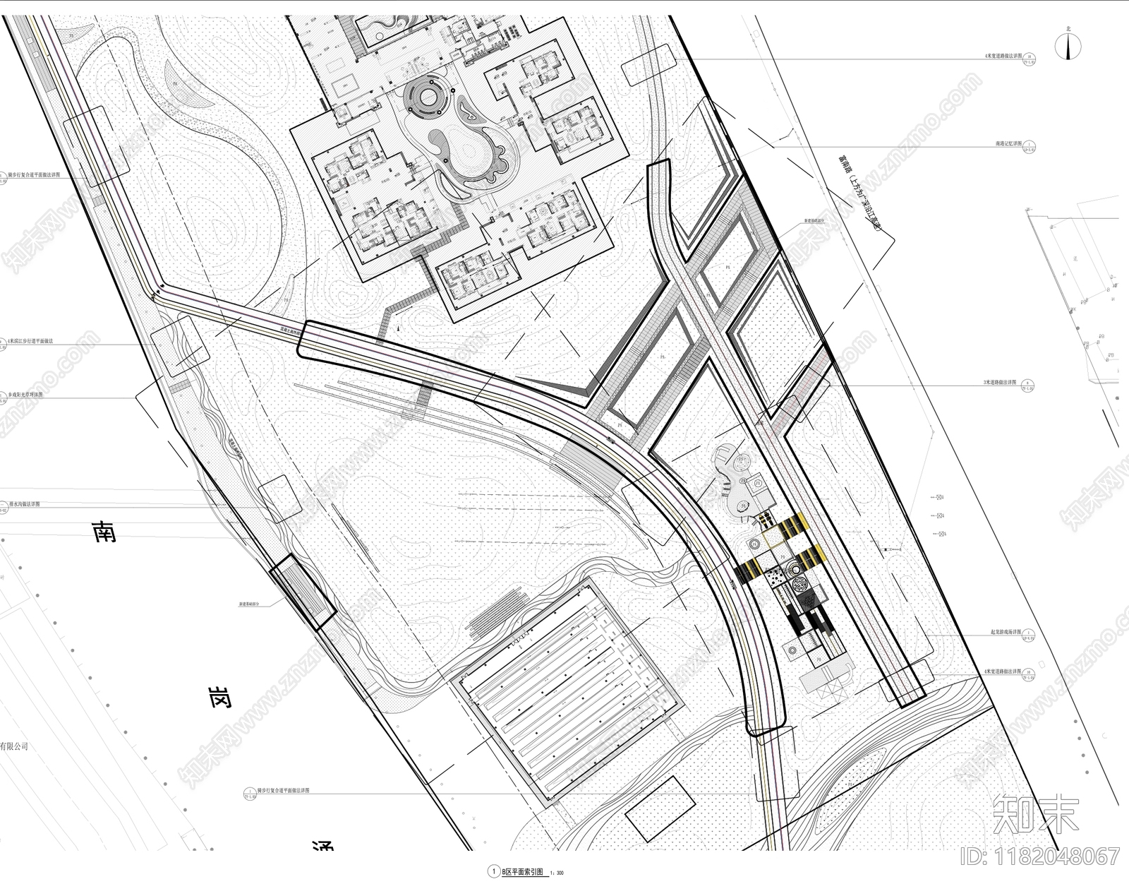 现代公园景观cad施工图下载【ID:1182048067】