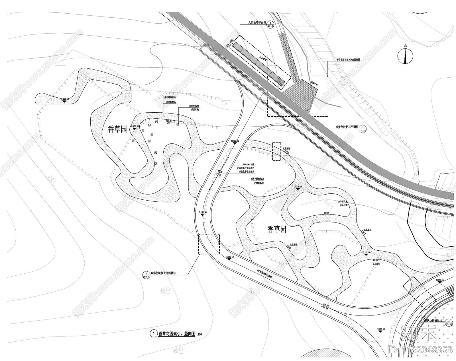 现代公园景观cad施工图下载【ID:1182048353】