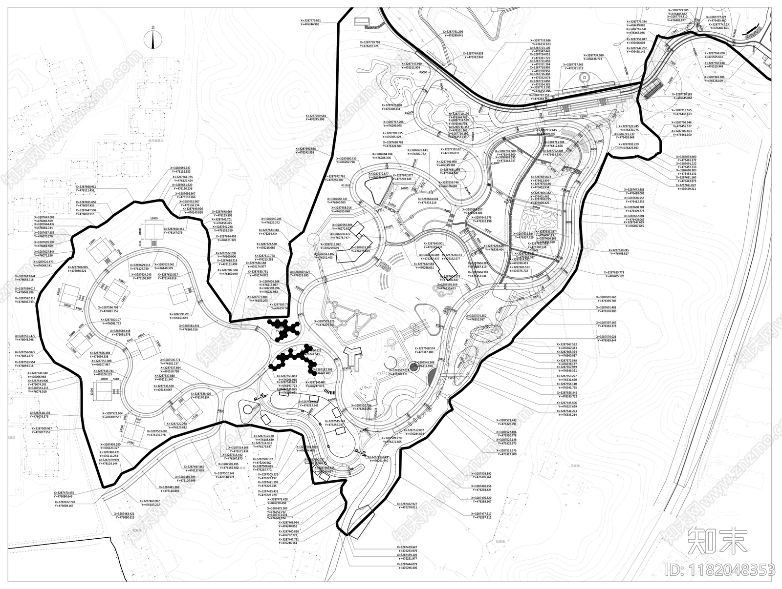 现代公园景观cad施工图下载【ID:1182048353】