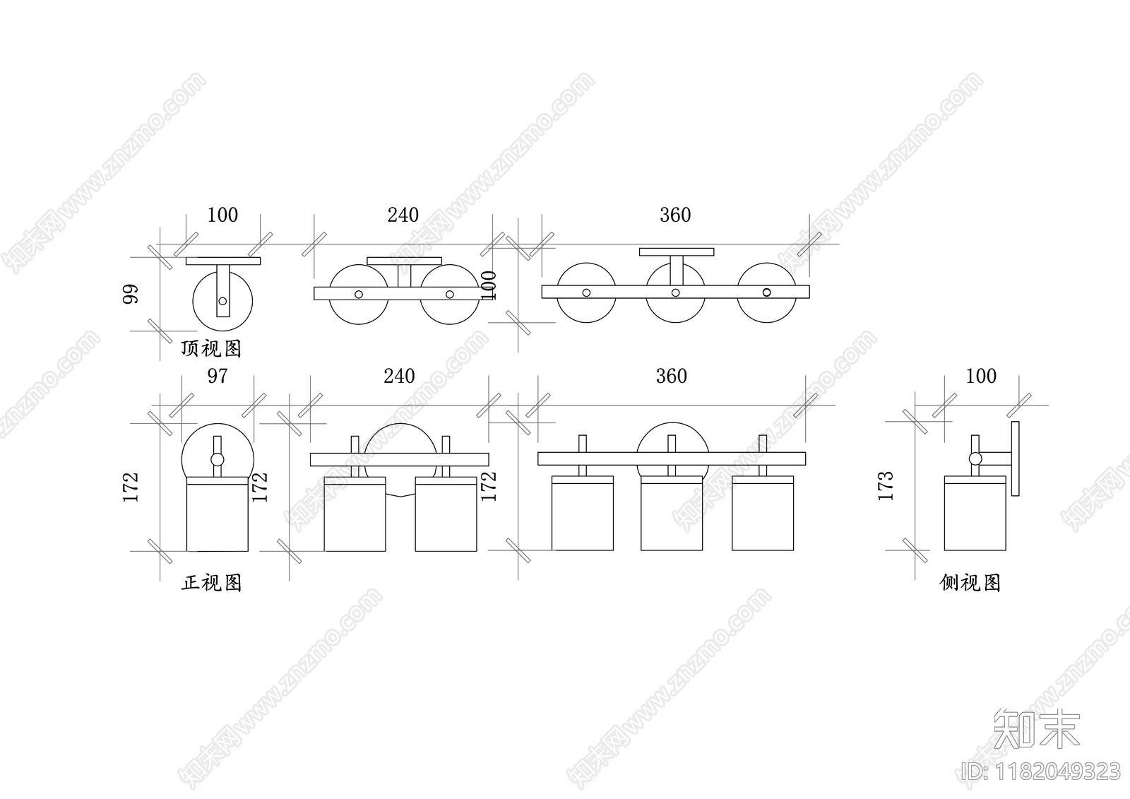 现代灯具图库cad施工图下载【ID:1182049323】